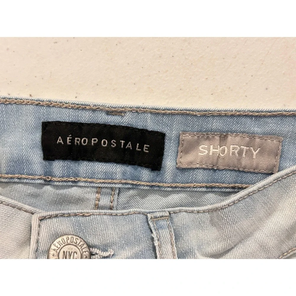 Light Wash Distressed Denim Shorts Blue Women 0 Stretchy Beach Summer